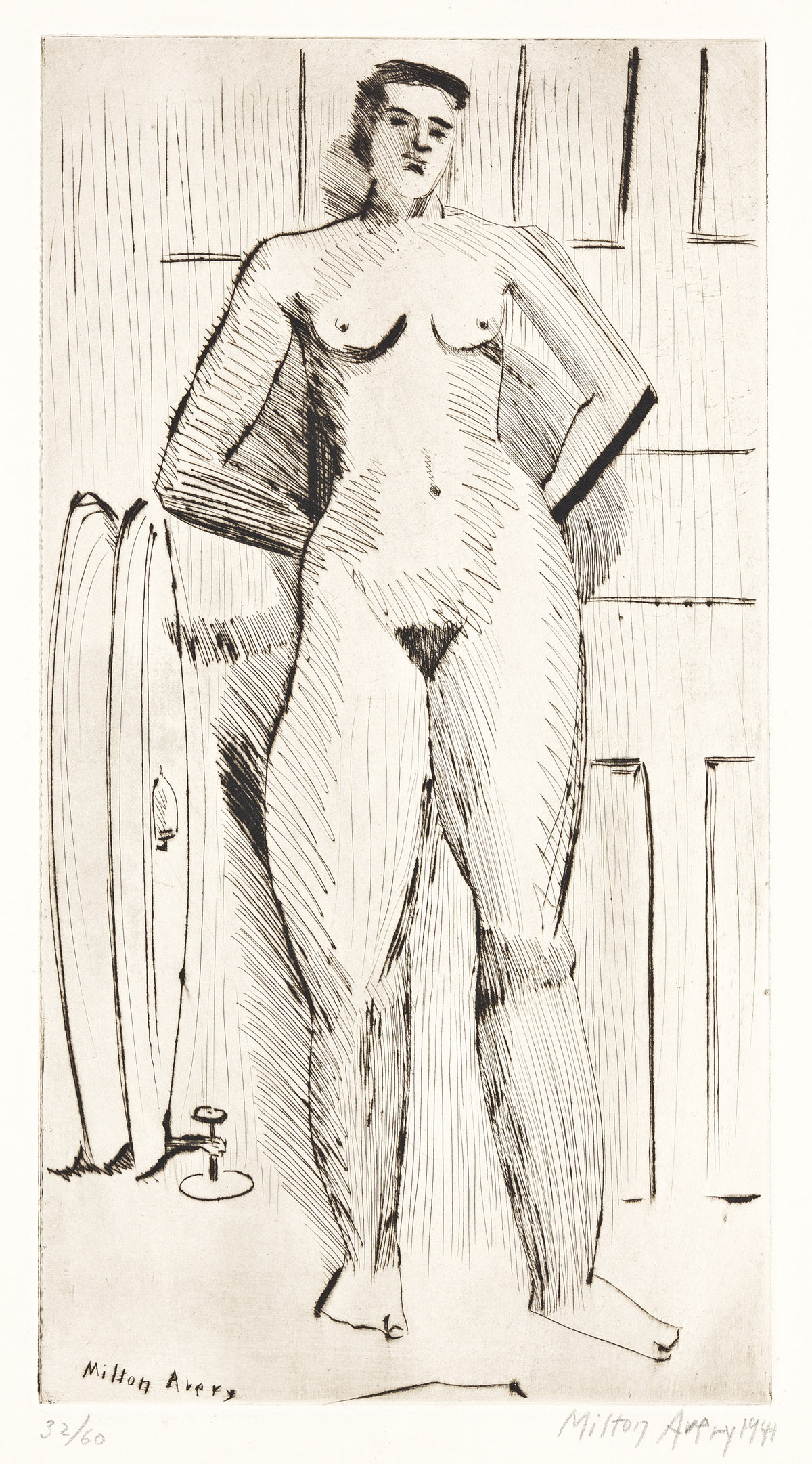 MILTON AVERY (1885-1965) Standing Nude.